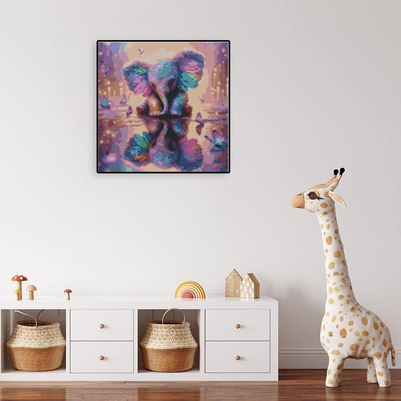 TaeYsck Elephant Stamped Cross Stitch Kits for Adults Beginner, Easy Counted Cross Stitch Kits Printed Butterfly Stitching Patterns Dimensions,Cute Needlepoint Art Crafts Embroidery Kits for Home Decor - Image 3